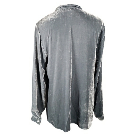 J.Jill Velvet Mockneck Band Collar Buttondown Women's Shirt Top Lux Silk S - Picture 12 of 13